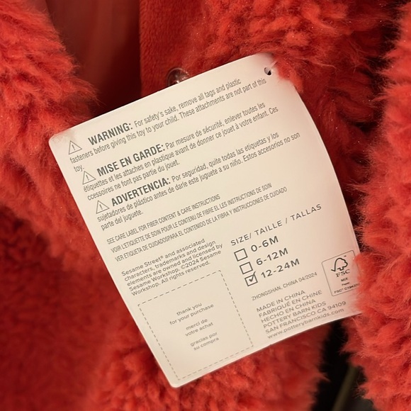 Pottery Barn kids Elmo costume NWT. Size 12-24 month. - Picture 4 of 5